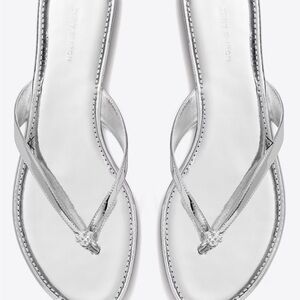 NIB! Tory Burch Mirrored Metallic Silver Sandals